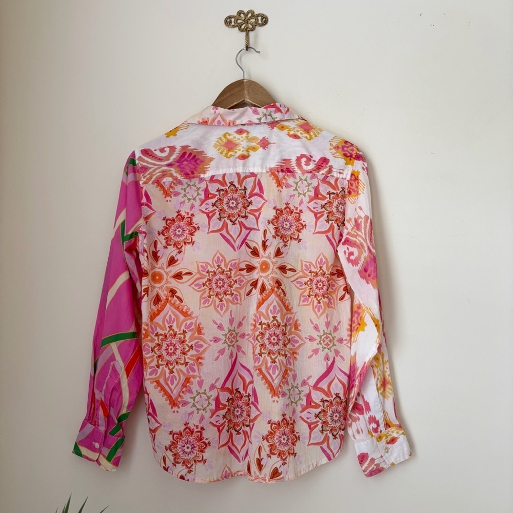 Calypso St. Barth Vibrant Mixed Print Button Up Shirt Small Resortwear - Picture 3 of 7